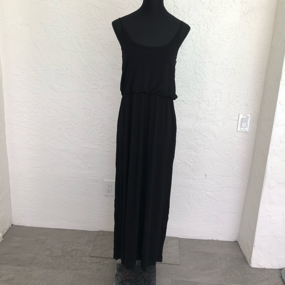 Black Stretch Midi Maxi Beach Casual Coverup Dress - Picture 4 of 6